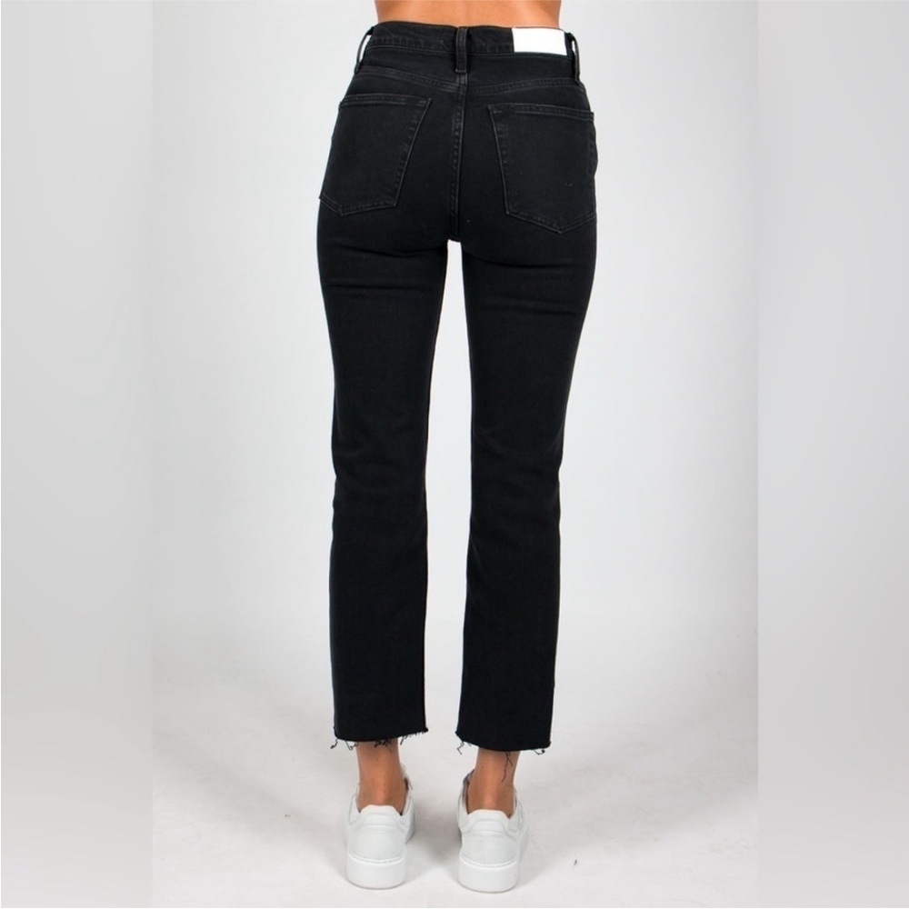 RE/DONE Black High Waisted Ankle Crop Raw Hem Button Fly Jeans Size 27 - Picture 3 of 10